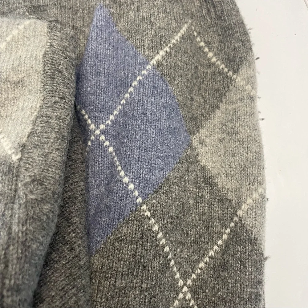 Jos. A. Bank Executive Collection XXL Gray Argyle Lambs Wool Sweater PRE…
